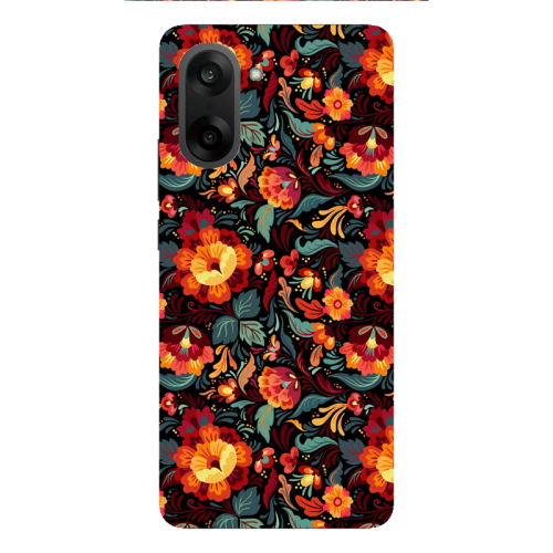 Oneplus Nord CE 5 Orange flowers Transparent Silicone TPU Θήκη